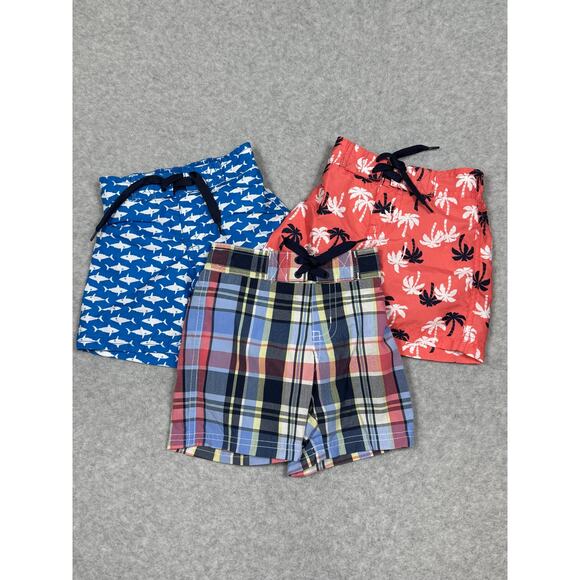 Janie and Jack Swimsuit Lots of 3 Boys Swim shorts Liner Shark Plaid Palm Tree